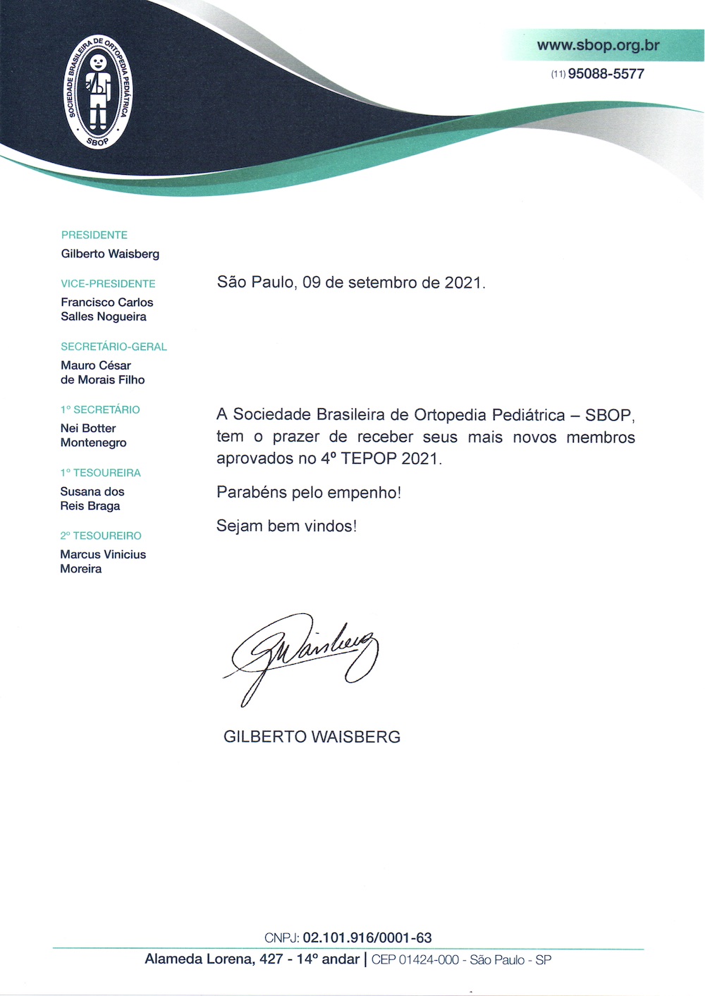 Boas Vindas Dr. Gilberto Waisberg - 4&ordm; TETOP